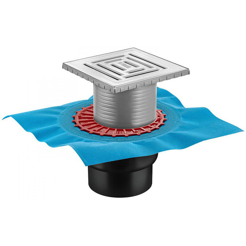 фото Душевой трап Berges Zentrum Uno 100x100 090471 с решеткой Хром матовый