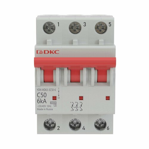 Автоматический выключатель DKC YON MD63 3P C50 А 6 кА