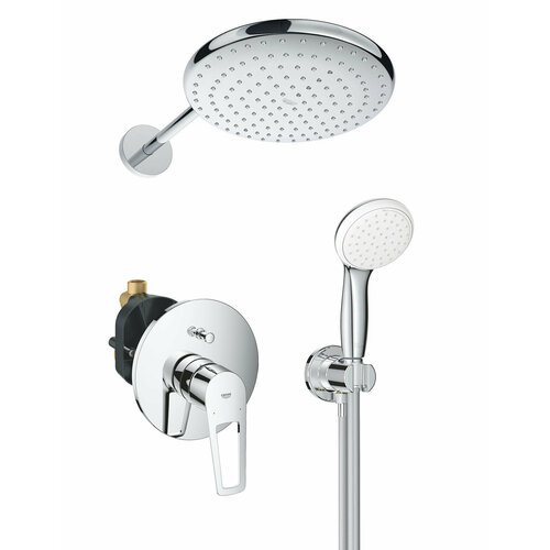 Душевая система с тропическим душем Grohe BauLoop New Professional 250, хром ручной душ grohe vitalio comfort 100 new iii 2 режима хром 26092000