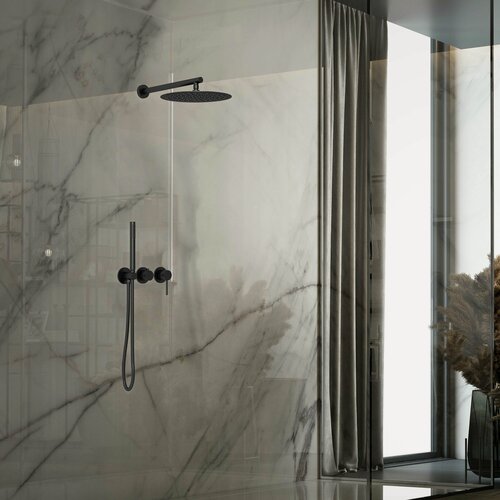 Изображение товара Душевой комплект Vincea Грув (Groove) VSFW-4G01MB встраиваемый, 2 режима, 30см верх душ, черный