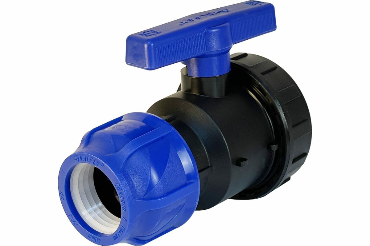 фото Шаровой кран VALFEX ПНД компрессионный цанга - внутренняя резьба, разборный 40x1 1/4" 1210012540114