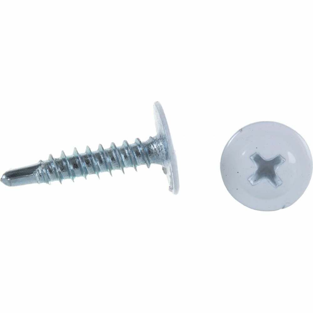 фото Саморезы с пресс-шайбой Госкреп со сверлом 4,2х19мм белые RAL9003 30 шт, подвес 1-0017470