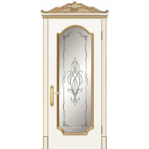 Межкомнатная дверь Дариано Женева-Ф гравировка Азалия эмаль патина