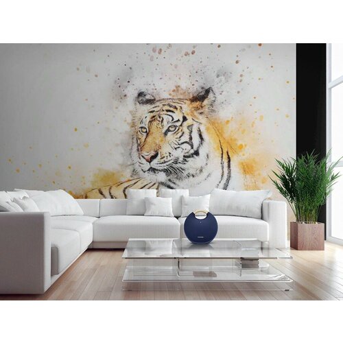 Фотообои Рисунок тигра акварелю 260x372 (ВхШ), бесшовные, флизелиновые, MasterFresok арт 17-4365
