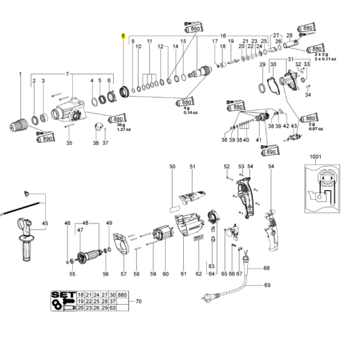 Шестерня перфоратора KHE 2650/KHE 2851/KHE 2851/UHE 2250 Multi/UHE 2650 Multi METABO 340004030