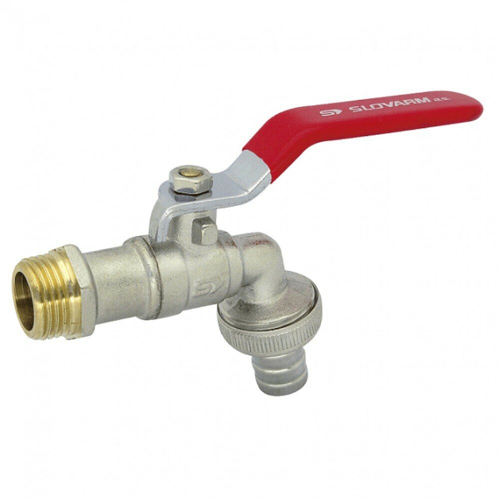 фото Кран шаровый с носиком, с ручкой и насадкой для шланга, диаметром 15мм (1/2")