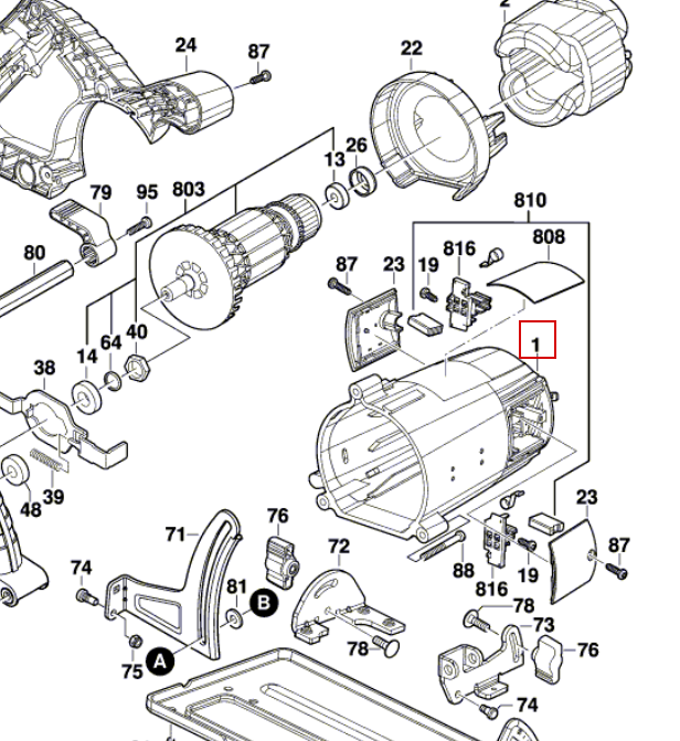 Корпус мотора GKS 235 Turbo BOSCH 1619P10219