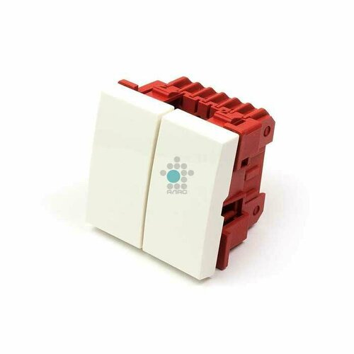 Выключатель 2 контактный, двухклавишный 45х45, белый LAN EC45x45 S22 WH