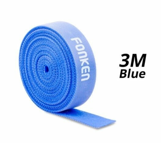 Стяжки для кабеля FONKEN липучки термостойкие 3 m (Blue)