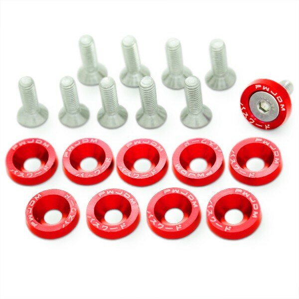 фото Шайбы с болтами «Password JDM» (M6*20 мм, 10 шт, красные) #6709