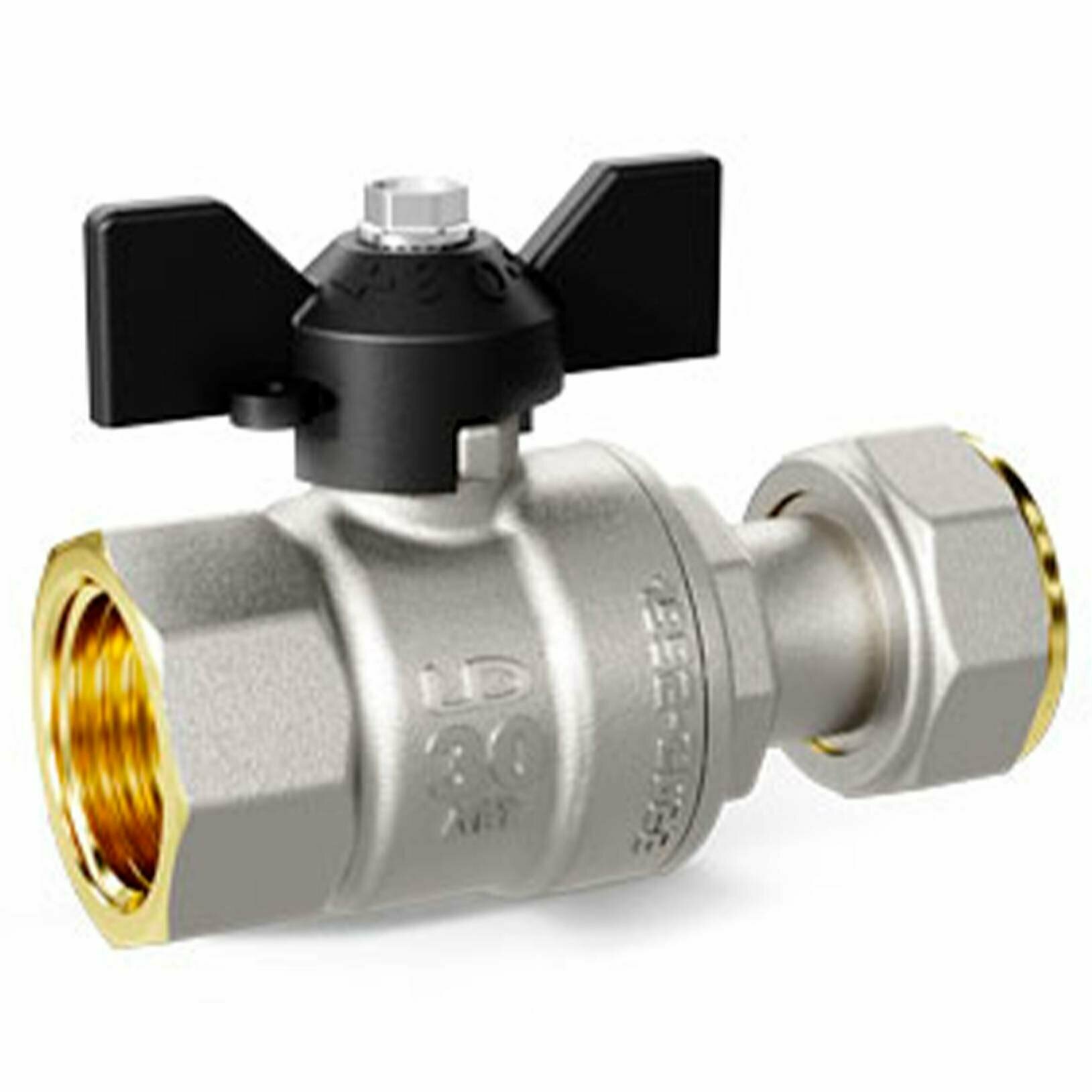 фото Кран шаровой латунный LD Pride 47.20. В-НкГк. Б Ду 20 Ру 40 с накидной гайкой (бабочка)