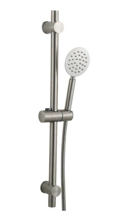 фото N8001 Душевой гарнитур Fashun нерж, с лейкой, штангой - 800 мм, шлангом - 150 мм, сатин