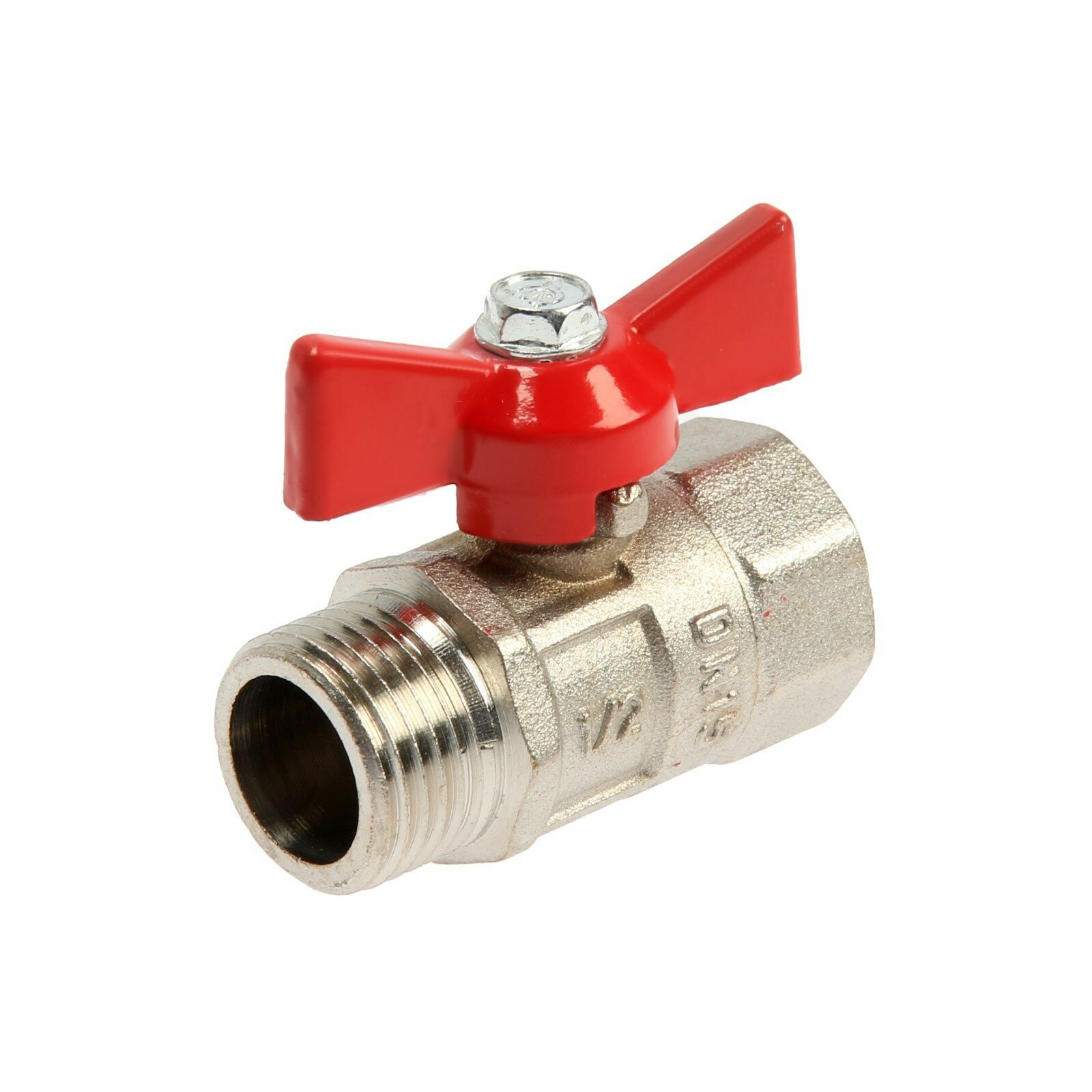 Кран шаровой  галлоп  практик DN 15 131  внутренняя наружная резьба 1 2   бабочка  никель