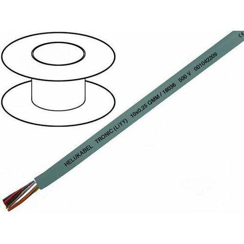 Кабель HELUKABEL LIYY20X0.25, Провод, TRONIC LiYY, 20x0,25мм2, неэкранированный, 500В, Cu, серый, кратно 1м