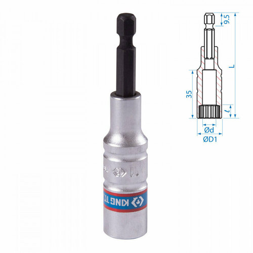 Головка для шуруповерта двенадцатигранная 1/4, 11 мм, L = 80 мм KING TONY 76B811M
