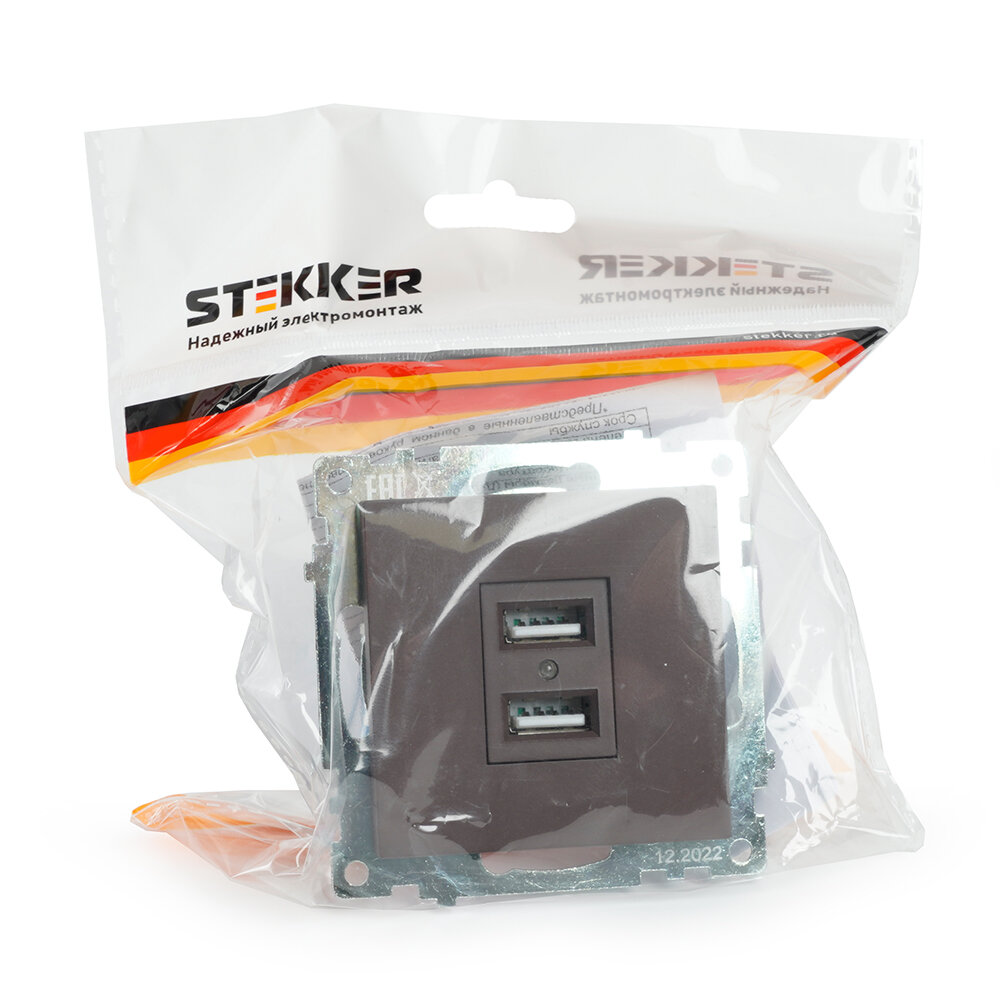 2-местная USB розетка STEKKER - фото №4