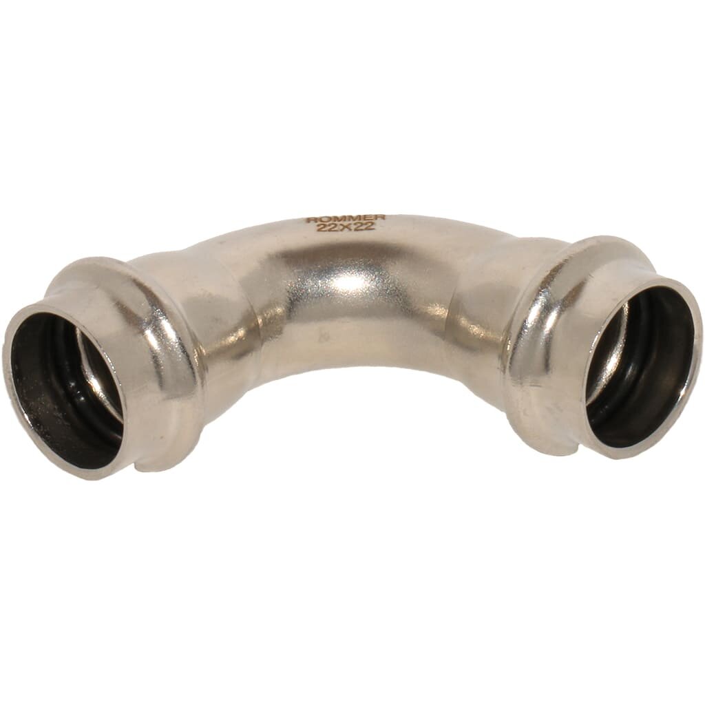 фото Rommer Угольник 90° 22 ВПр-ВПр из нержавеющей стали (304), кольцо из EPDM