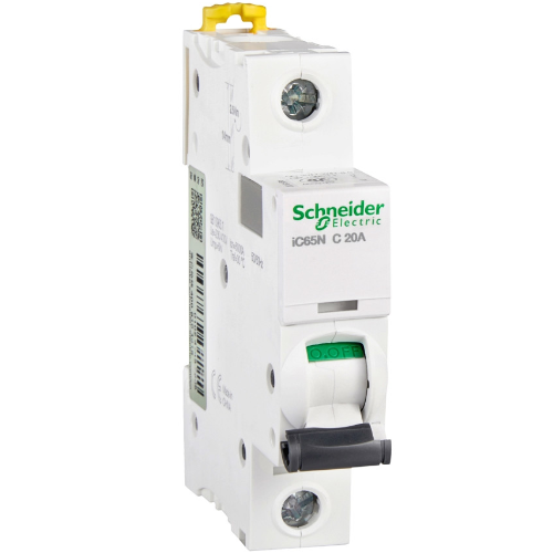 фото IC65N 1P 20А Автоматический выключатель 1-полюсный, 20А, 6кА (хар-ка C) Schneider Electric, A9F18120