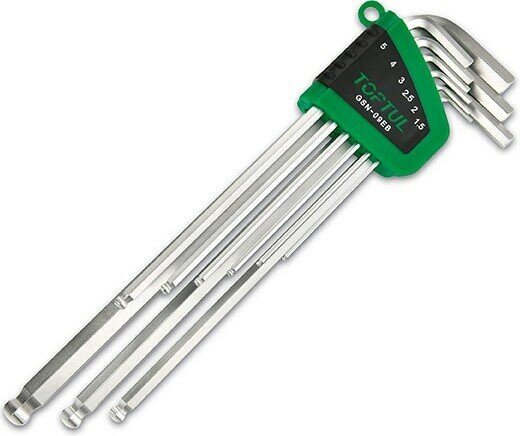 Набор ключей шестигр. 1,5-10мм 9шт экстра-длин. с шар. TOPTUL (GSN-09EB)