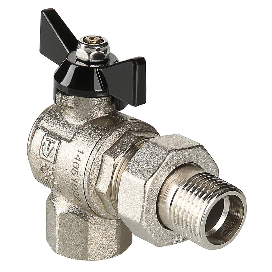 фото Кран угловой с американкой 3/4"ВН VALTEC PERFECT черная бабочка VT.328. N.05