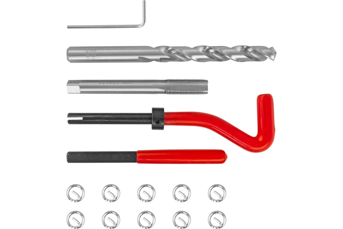 TRIS101 Набор для восстановления резьбы M10x1.0, 15 предметов. Thorvik