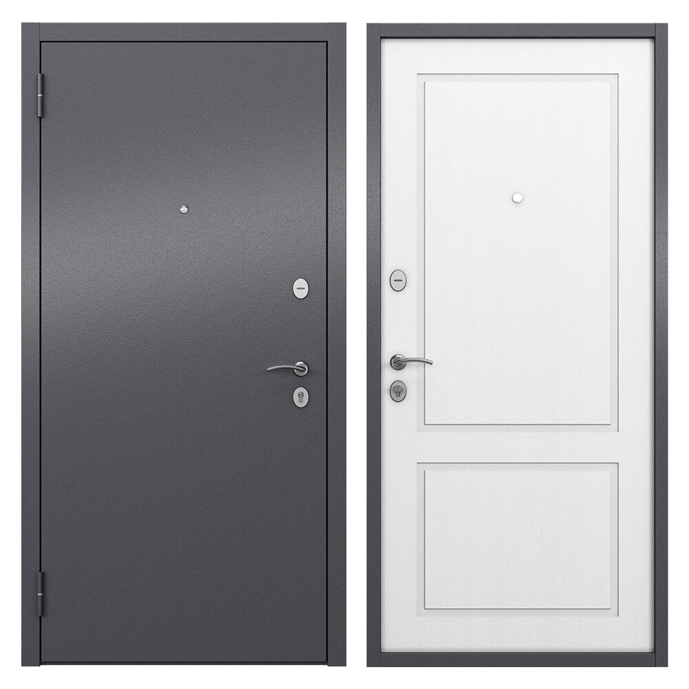 Дверь входная Home Eco левая букле графит - ларче белый 960х2050 мм