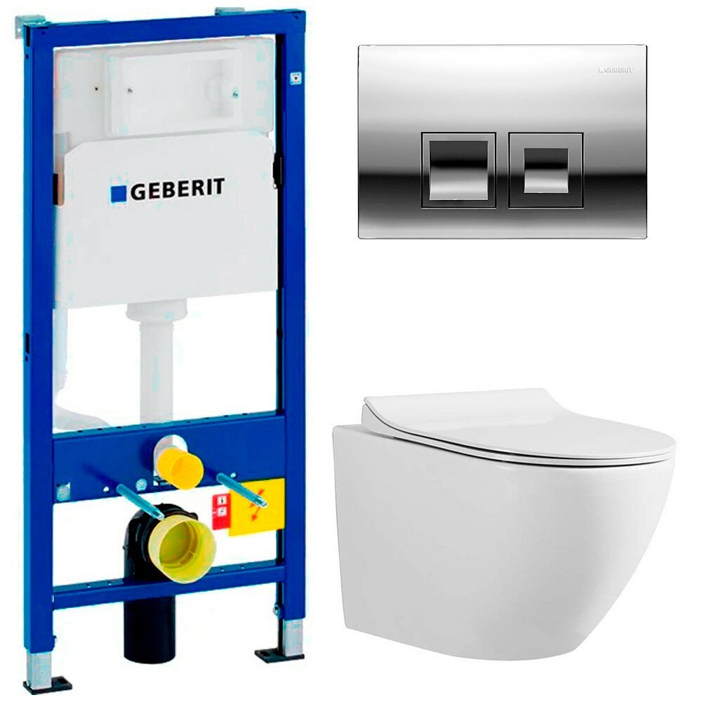 фото Инсталляция Geberit 458.103.00.1 + унитаз Grossman GR-4455 безободковый с сиденьем