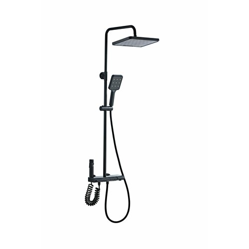 Душевая стойка с термостатом и гигиеническим душем, черная, латунь Yindaf