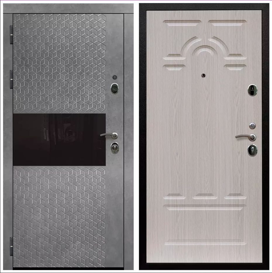 Дверь входная Армада Черная шагрень Штукатурка графит / ФЛ-58 Дуб белёный МДФ панель 16 мм с фрезеровкой