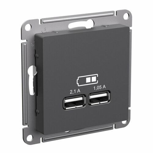 Systeme Electric AtlasDesign Базальт Розетка USB A+A, 5В/2,1 А, 2х5В/1,05 А, механизм ATN001433 systeme electric atlasdesign usb розетка a с 5в 2 4а 2х5в 1 2а механизм алюминий арт atn000339