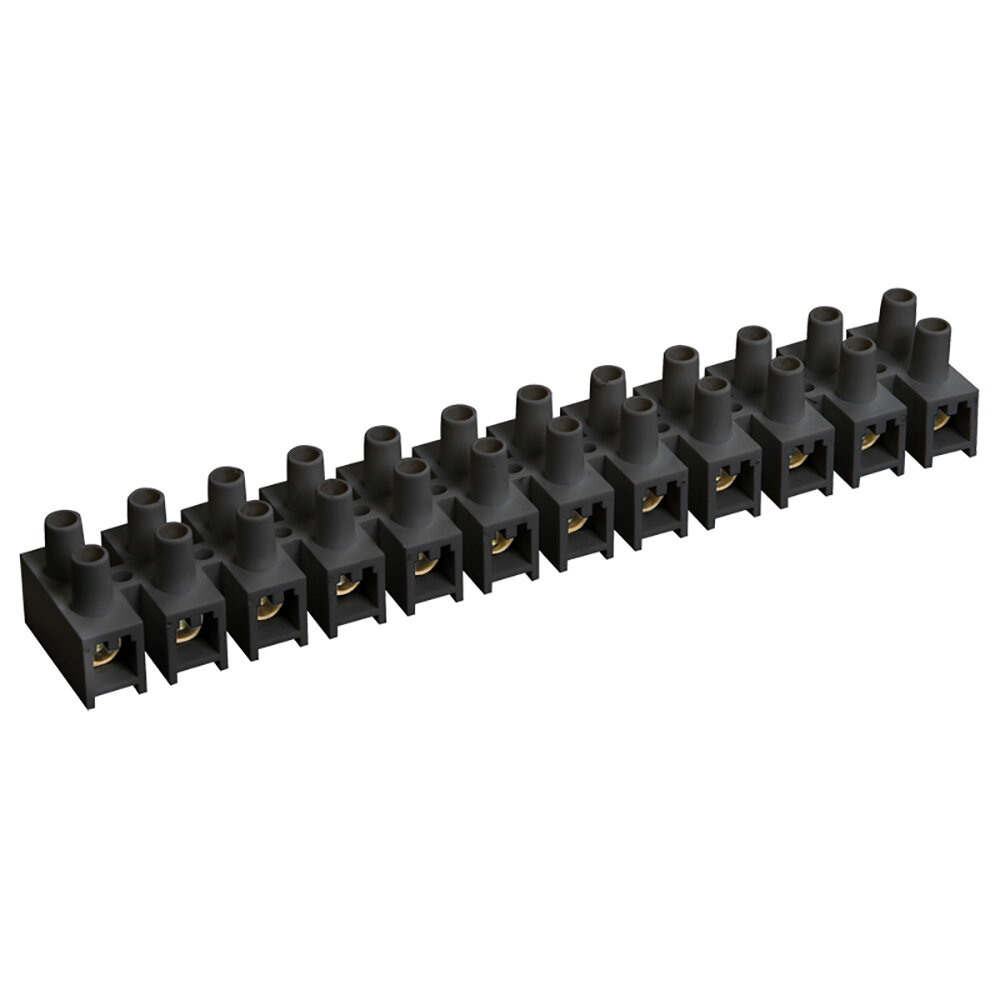 фото Колодка клеммная IEK 2,5-6 мм2 10 А черная 12 пар