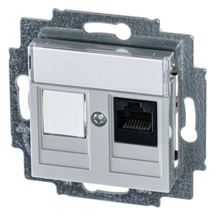 фото 2CHH295117A6016 Розетка компьютерная RJ45 ABB Levit, скрытый монтаж, серый, 5014H-A51017 16W
