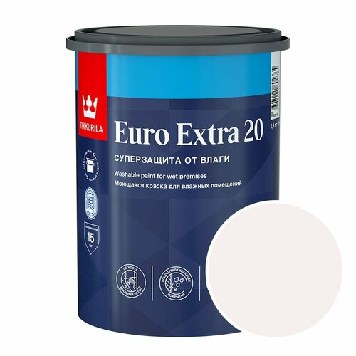 Краска моющаяся Tikkurila Euro Extra 20 RAL 9010 (Белый - Pure white) 0,9 л краска моющаяся tikkurila euro power 7 ral 9010 белый pure white 2 7 л