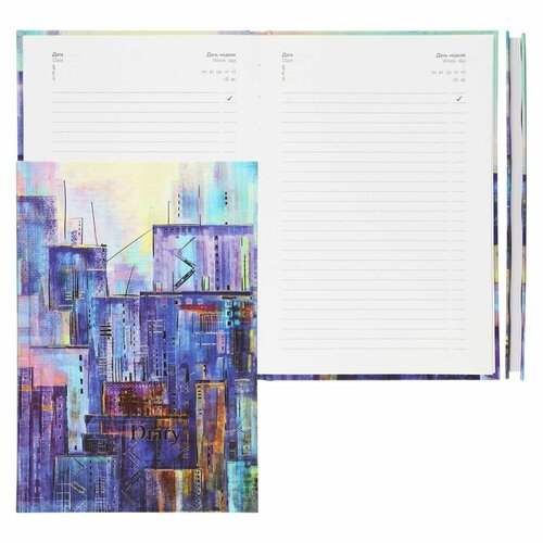 Ежедневник недатированный, А5, твердый картон 7Бц, 80 листов, цвет с рисунком DIARY Каменные джунгли Феникс