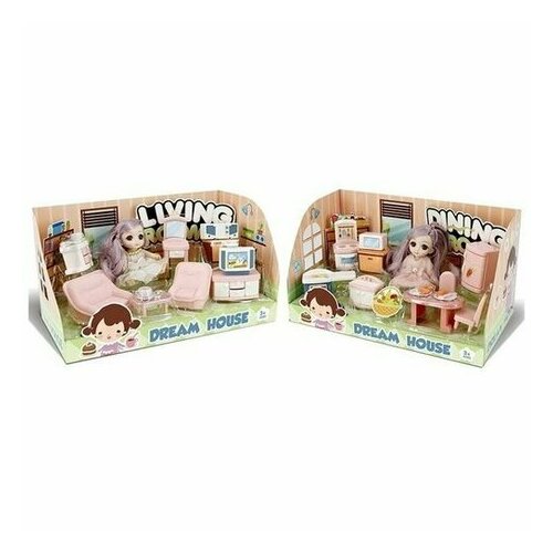 Кукла с набором мебели DINING ROOM/LIVING ROOM в коробке