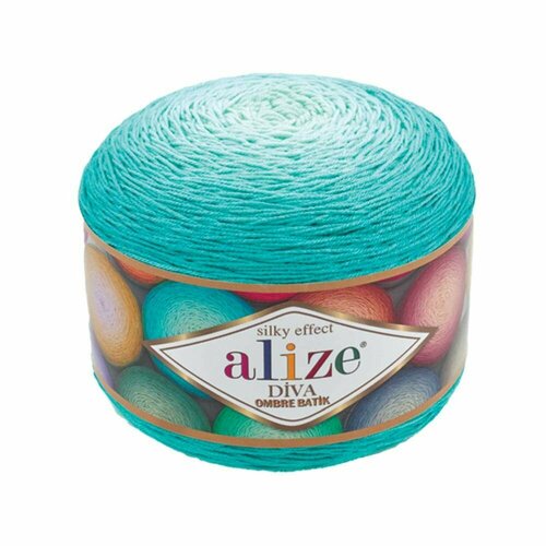 Пряжа DIVA OMBRE BATIK Alize, ментол - 7370, 100% микрофибра акрил, 2 мотка, 250 г, 875 м.