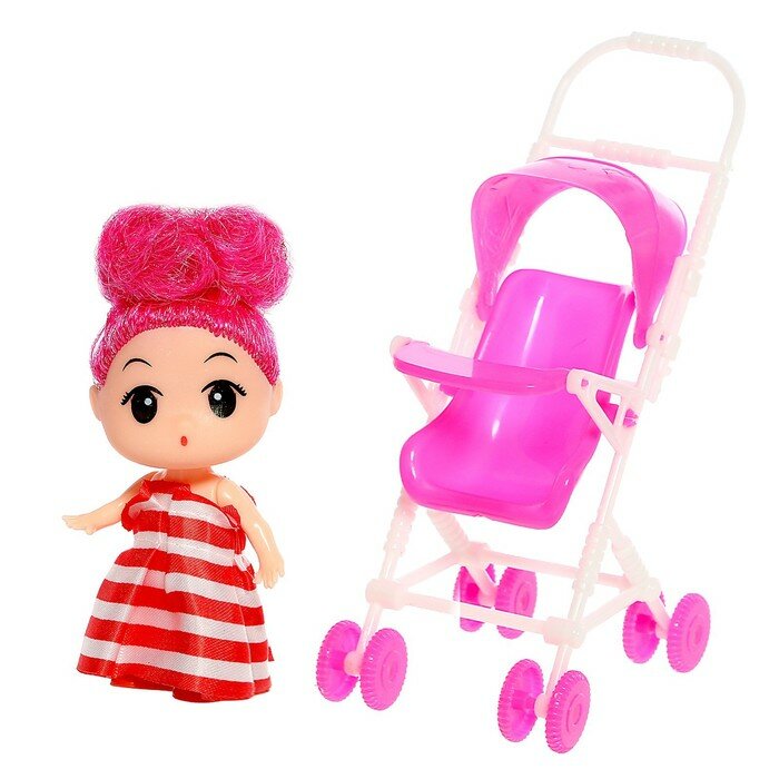Кукла КНР малышка "Алина" с коляской, 8 см (1072)