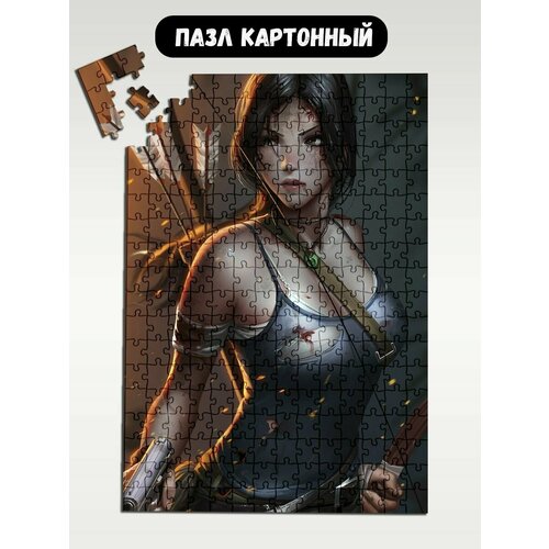 Пазл картонный 39,5х28 см, размер А3, 300 деталей, модель игра Tomb Raider Lara Croft Лара Крофт Расхетительница гробниц - 1247