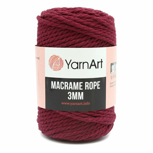 Пряжа YarnArt Macrame Rope 3 мм, бордовый (781), 63 м, 250 г, 4 шт