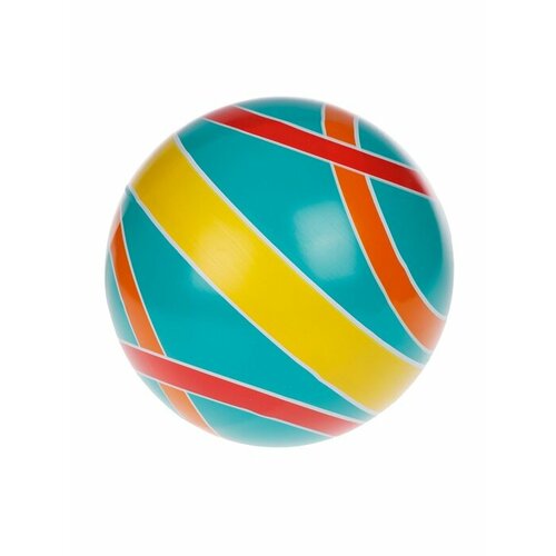 мяч резиновый d150 принт рисунок 1p 150 Мяч резиновый Полосатики, d150 (ручное окр-ие, бирюзовый/оранжевый/принт полоса) P3-150