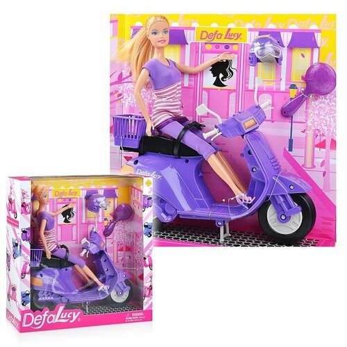 Кукла Defa Lucy 30 см на скутере с аксессуарами, в коробке (8206)