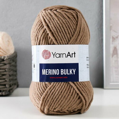 Пряжа Merino bulky 25% шерсть 75% акрил 100м/100гр пряжа merino bulky 25% шерсть 75% акрил 100м 100гр 9561 яр сиренев