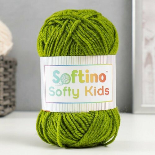 Пряжа 100% акрил Softy Kids 90м ±5м 50 гр цвет 49 зелёный хаки, 2 штуки