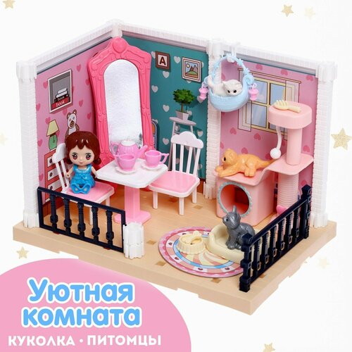 фото Игрушка «уютная комната», с куклой, котиками, аксессуарами мастер к.