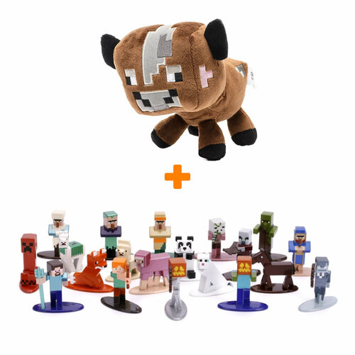 Набор мягкая игрушка Minecraft Baby Mooshroom + набор фигурок Minecraft фигурка jada minecraft nano metalfigs в закрытом пакетике jd06482