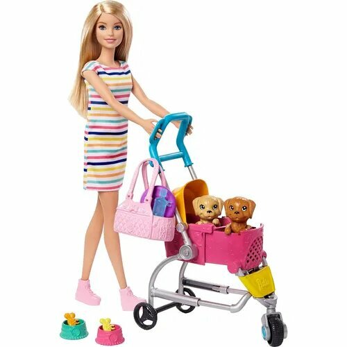 Barbie Барби с щенками в коляске набор с куклой barbie со щенками ghv92