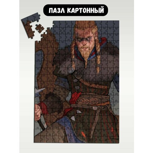 Пазл картонный 39,5х28 см, размер А3, 300 деталей, модель игра assassins creed Valhalla - 661
