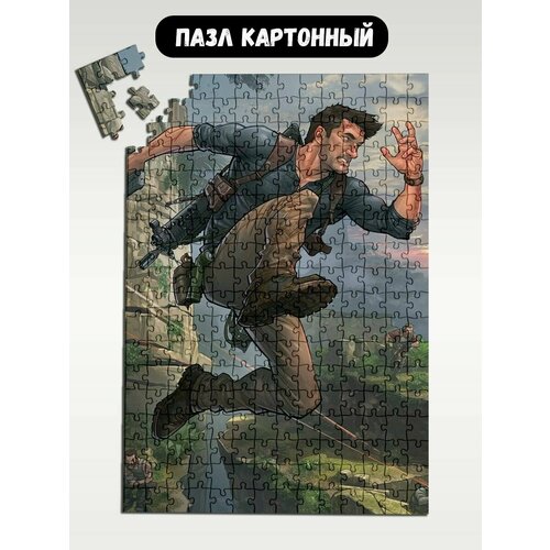 Пазл картонный 39,5х28 см, размер А3, 300 деталей, модель игра Uncharted Нейтан Дрейк - 1262 пазл картонный 29x20 см размер а4 120 деталей модель игра uncharted нейтан дрейк 1263