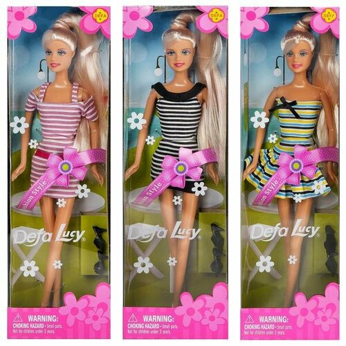 Кукла Defa Lucy Солнечный день в полосатом коротком платье 3 вида 29 см кукла defa lucy модница 3 вида 8355d