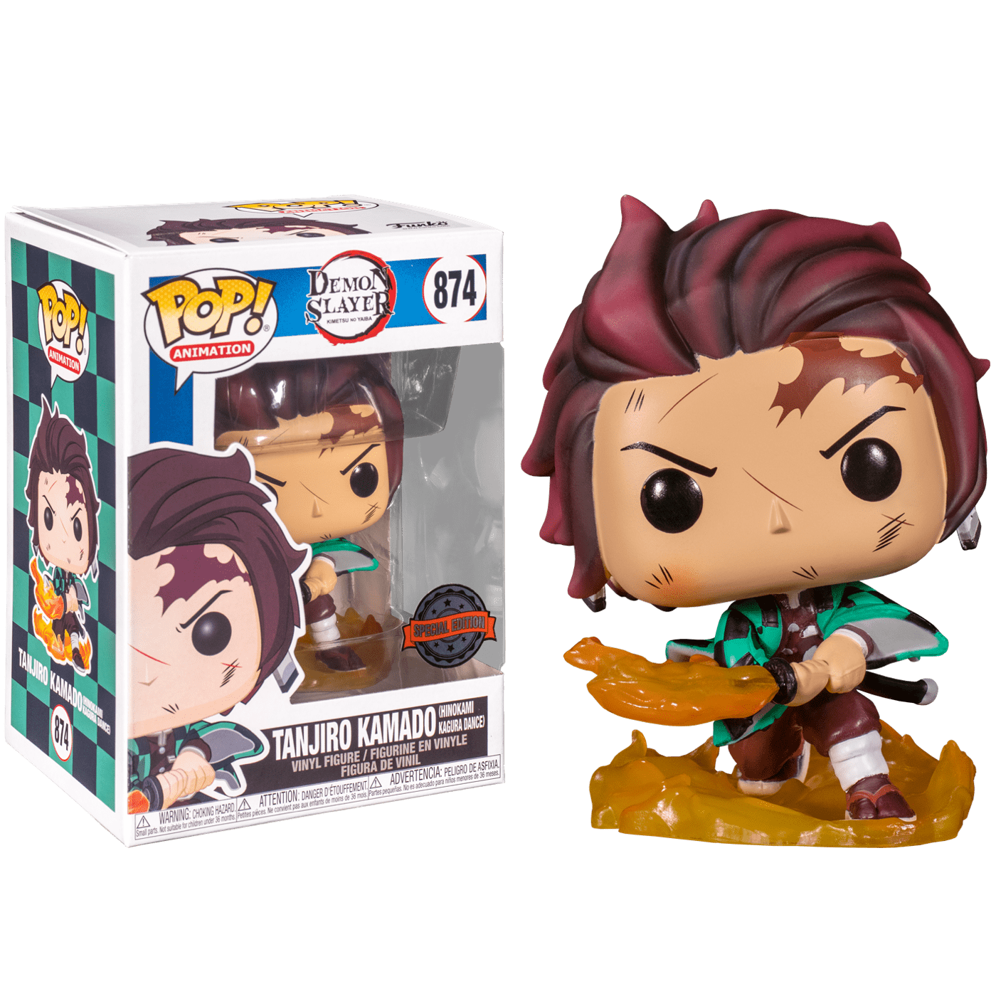 Фигурка Funko POP Tanjiro with Flaming Blade (Эксклюзив Galactic Toys) из аниме Demon Slayer 874